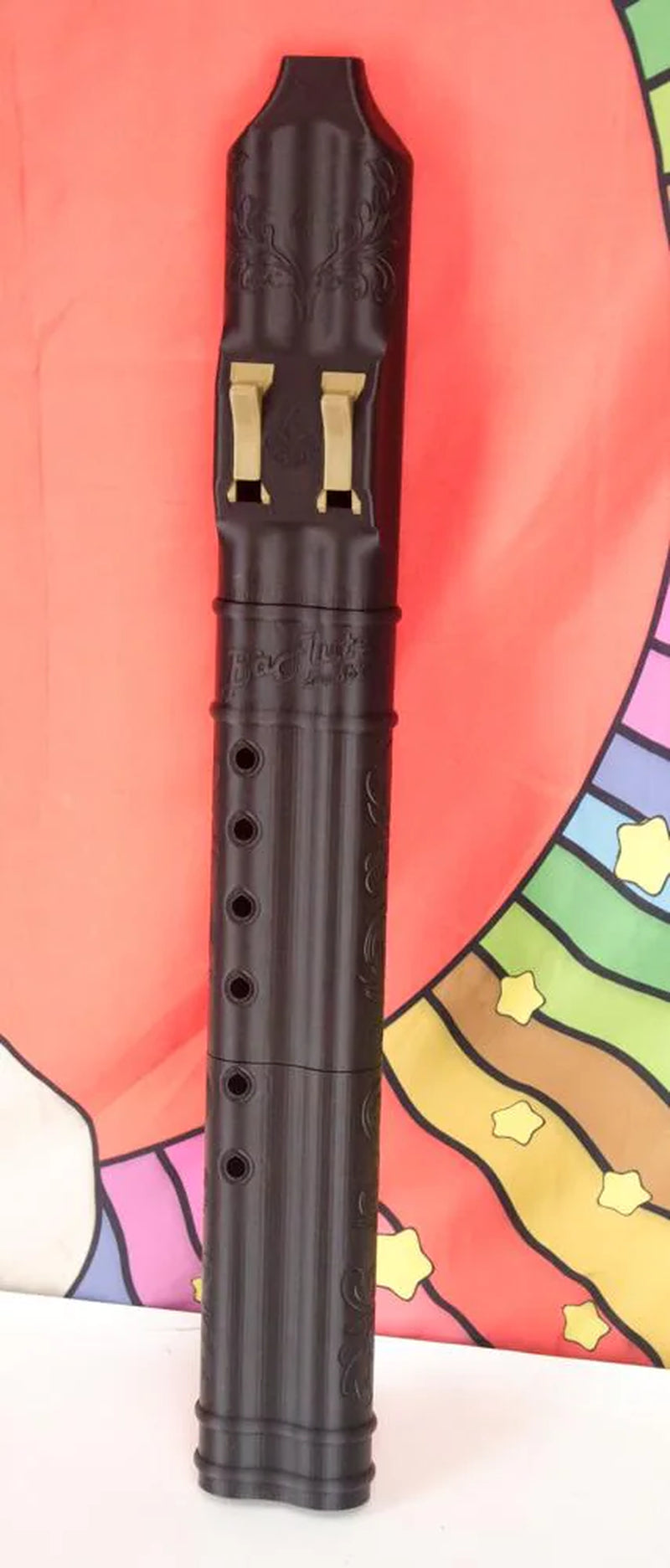 Baflute F# Medium Low Tone Drone Flute, 432Hz Double Chamber Drone Flute, Native American Style Flute, Black