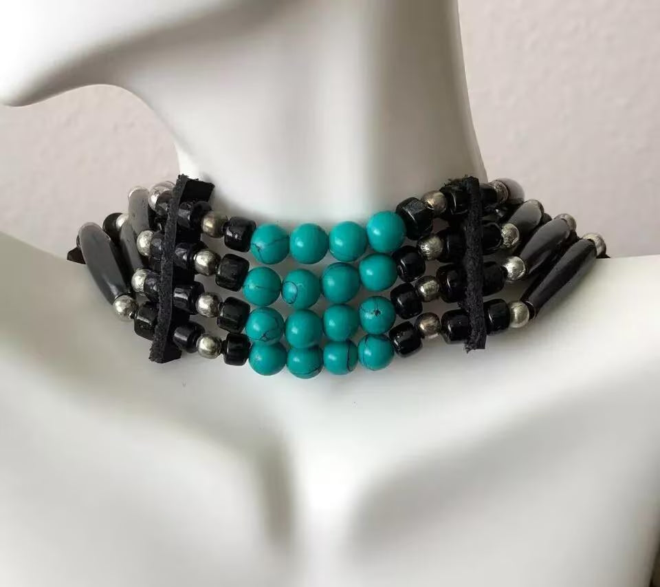 Native American Indian Style Buffalo Bone Bead Choker Tribal Necklace Jewelry