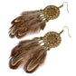 Fashion Long Tassel Brown Feather Bride Wedding Earrings Bohemian Vintage Wooden Beads Dangle Earrings for Women Indian Jewelry