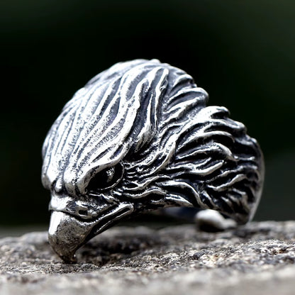 New Arrival Design Stainless Steel Head of Eagle Trend Men'S Animal Ring Fashion High Quality Jewelry Dropshipping