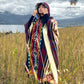 Alpaca Wool Poncho (Blue & Red). Unisex. Exclusive Design! Crafted by Indigenous Hands. One Size, a Hooded Poncho.Free SHIPPING! Gift Ideas.