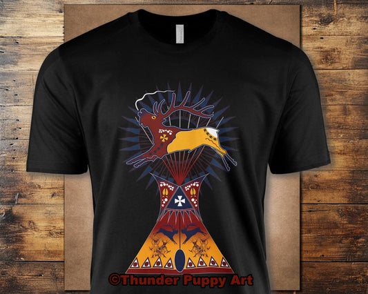 Native American Shirt,Elk Dreamers Lodge,Tipi, Pow Wow, Portion Donated. MMIW, Native Hope, Lakota, Unisex T-Shirt