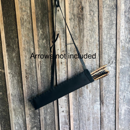 Black Large Traditional Leather Archery Quiver