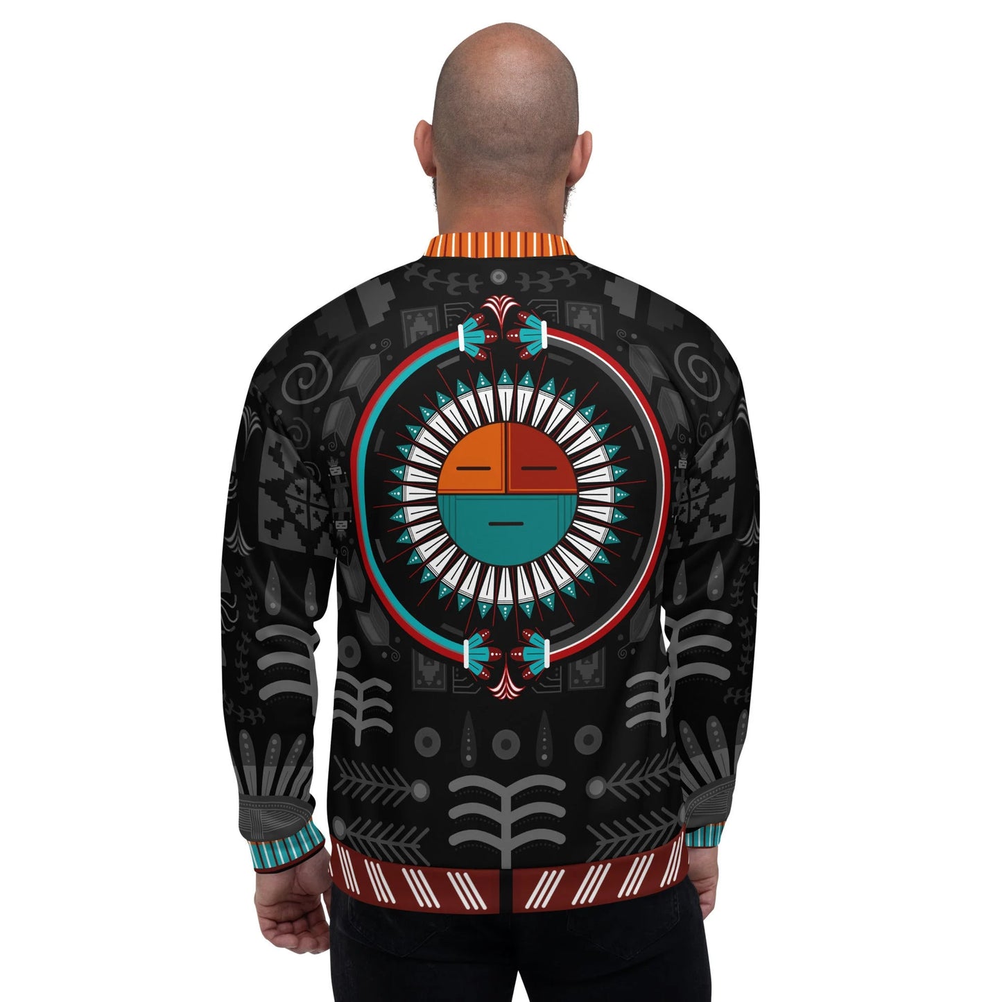 Navajo Art Unisex Bomber Jacket - Native American Culture Sand Painting