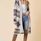 Boho Aztec Tribal Cowichan Southwestern Knit Long Cardigan Sweater Duster Coat Top Western Fall Winter Women'S Outerwear