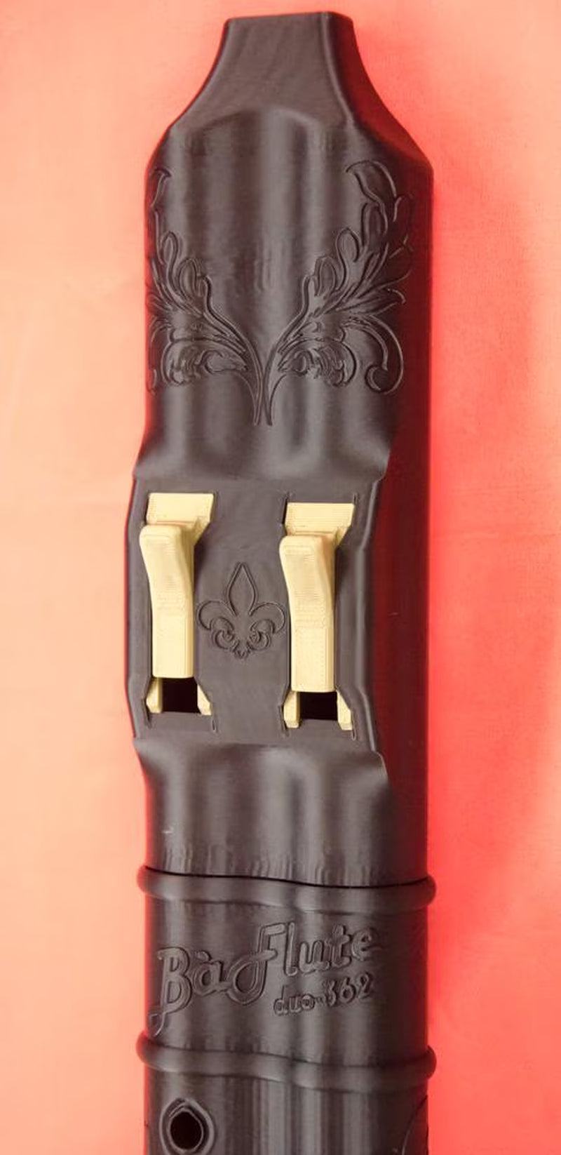 Baflute F# Medium Low Tone Drone Flute, 432Hz Double Chamber Drone Flute, Native American Style Flute, Black