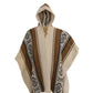 Handmade Wool Poncho: Geometric Tribal Design Hooded Cape