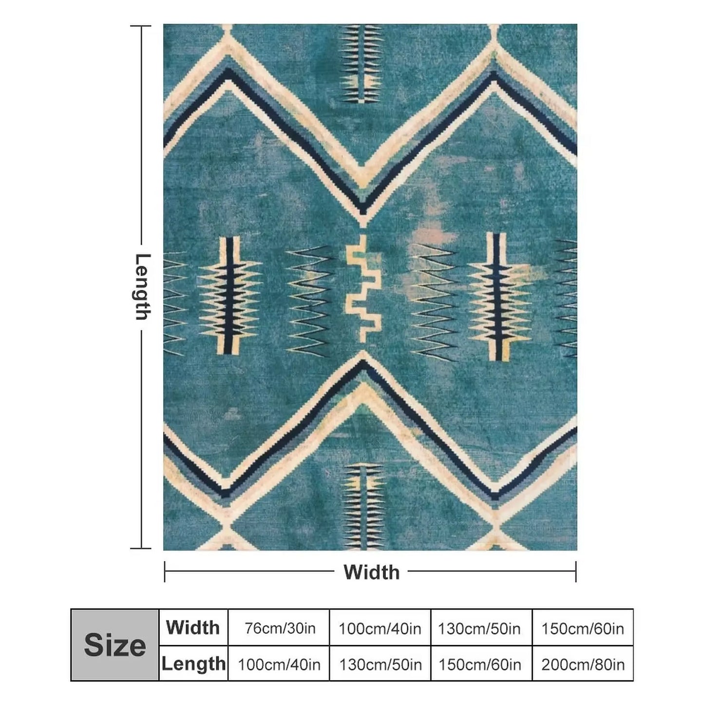 NATIVE AMERICAN 130 YEAR OLD BLANKET - 2021 COLORIZED - BURNT TURQUIOSE Throw Blanket for Winter Anime Designers Kid'S Blankets