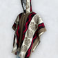 Alpaca Wool Poncho in Beige/Red. Navajo Southwestern Poncho Handcrafted by Indigenous Hands. Soft and Warm with Hood. One Size Unisex Use.