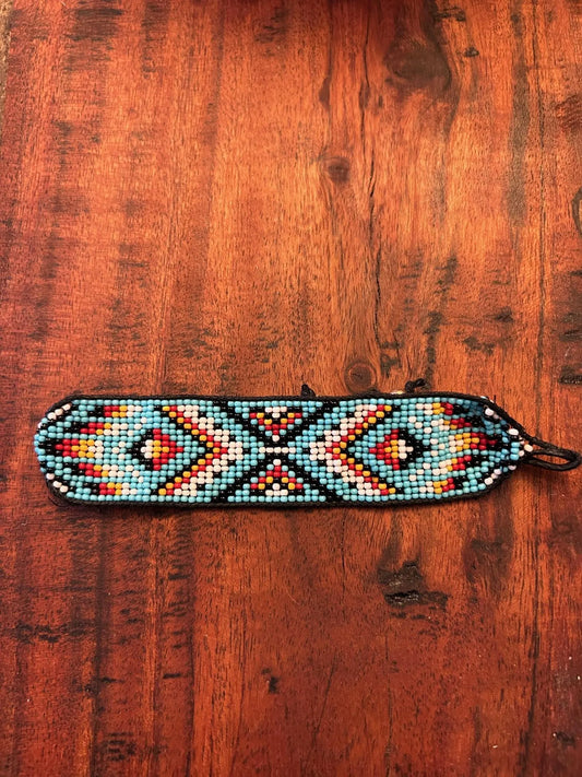 Unisex Hand-Beaded Pull-Tie Bracelet in Southwest Design 29557