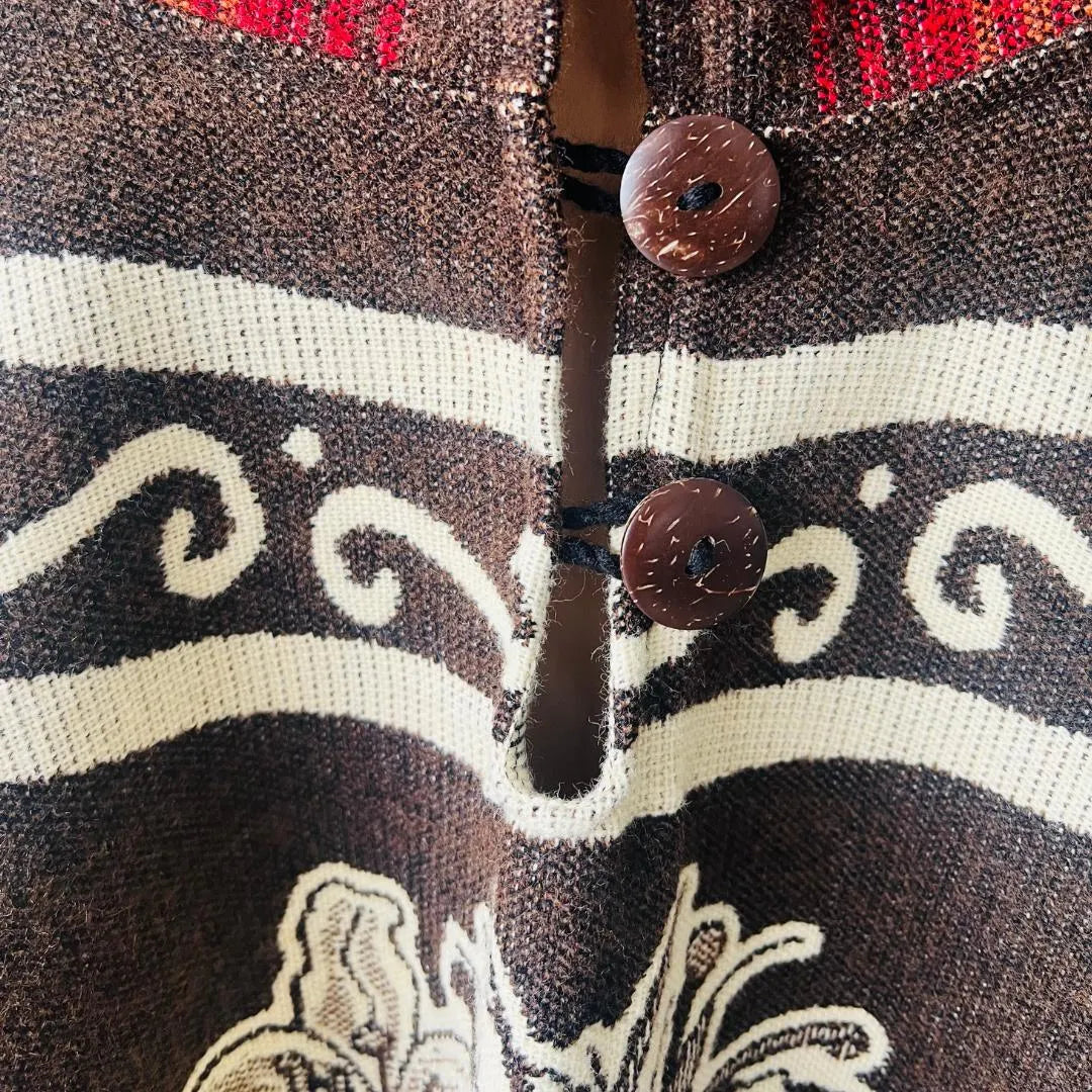 Alpaca Handmade Poncho | Catrina Skull Mexican Day of the Dead | Men or Women | Genuine Alpaca Wool One Size
