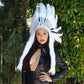 Feather Headdress, Inspired White Feather Headdress with Faux Fur and Beaded Headband ZUCKER®