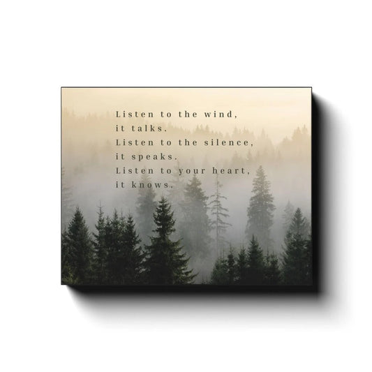 Listen to the Wind It Talks Native American Blessing Inspirational Wall Art Canvas Native American Quote Poem Nature Pacific Northwest Art