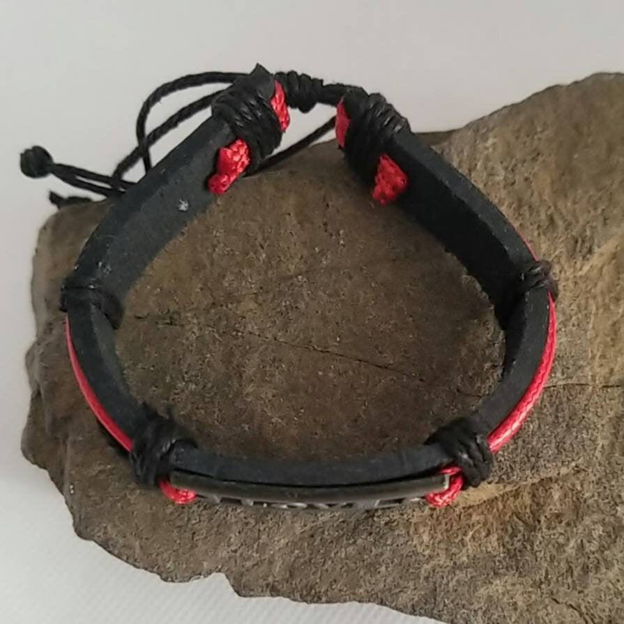 Feather Bracelet, Native American Jewelry, Bracelet for Him Her - Red