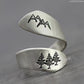 Vintage Rings for Women Men Forest Mountain Nature Landscape Carved Open Adjustable Finger Ring Aesthetics Jewelry Gifts