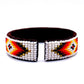 White Beaded Leather Cuff Bracelet: Native Made Jewelry Handcrafted by Indigenous Mayan Artisans