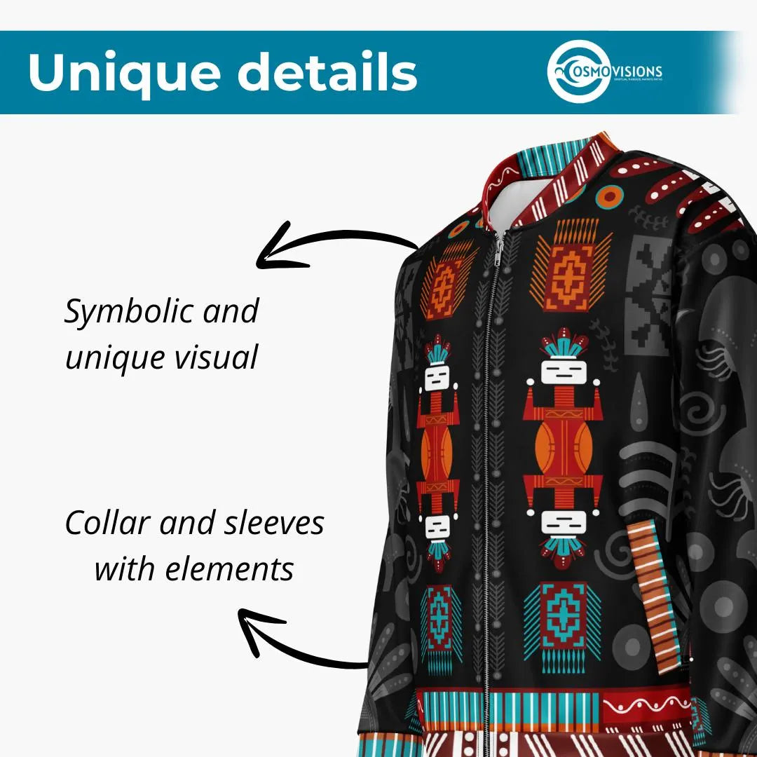 Navajo Art Unisex Bomber Jacket - Native American Culture Sand Painting