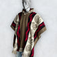 Alpaca Wool Poncho in Beige/Red. Navajo Southwestern Poncho Handcrafted by Indigenous Hands. Soft and Warm with Hood. One Size Unisex Use.
