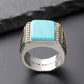 Vintage Eagle Turquoise Ring for Men Hand Carved Classic Eagle Ring Bohemian Natural Stone Ring Bohemian Turquoise Jewelry Chic