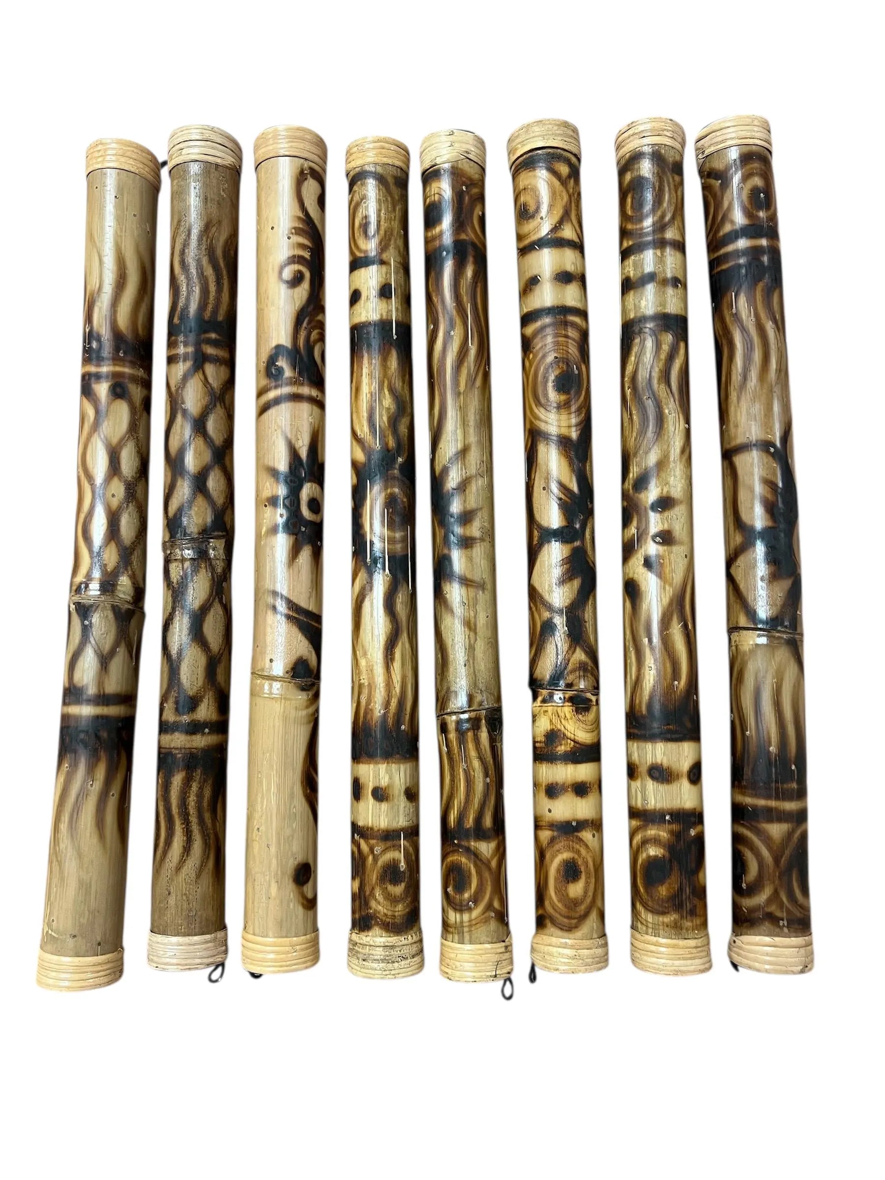 Terre Bamboo Rain Stick, Rain Maker 24" 32" 40" 48" 59" Painted, Burned, Cave or Maori Design