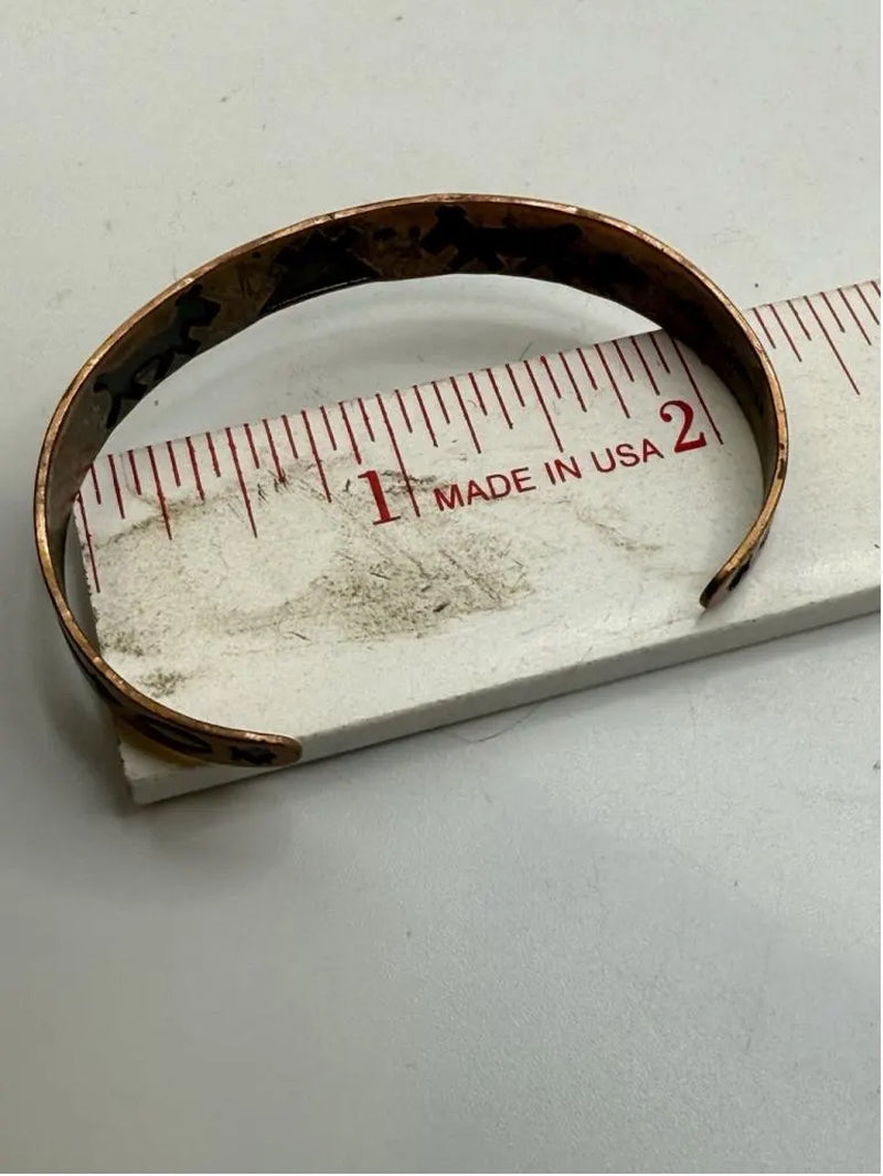 VTG Child’S Southwest Native American Signed Copper by Bell Cuff Bracelet