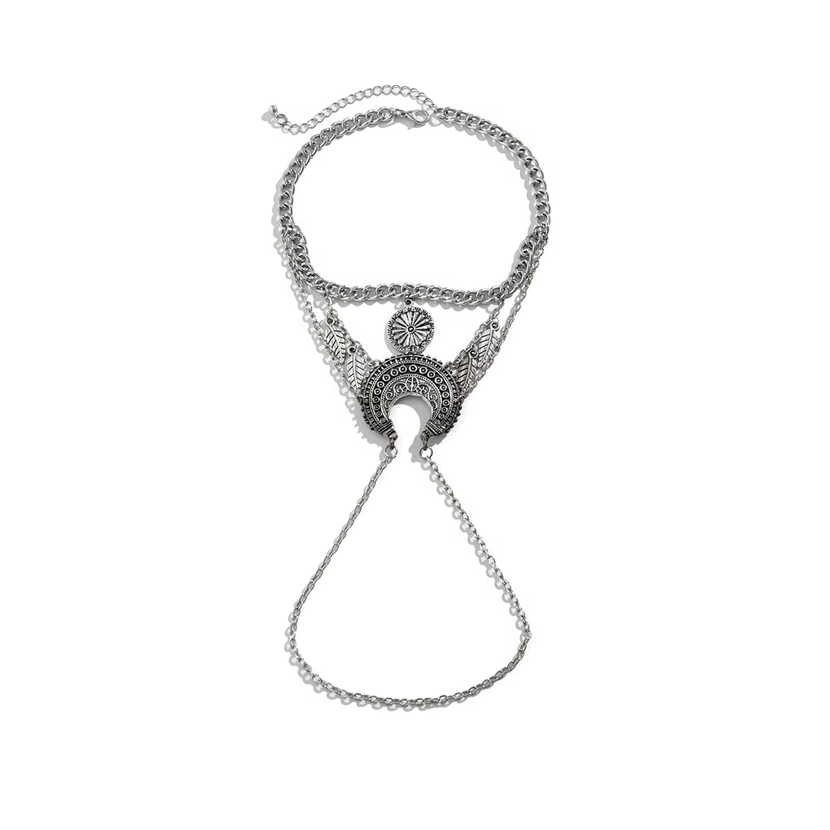 Retro Bohemian Dream Catcher Leaf Tassel Adjustable Arm Chain for Women Trendy Multilayer Moon Upper Arm Bracelet Party Jewelry