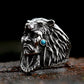Vintage Stainless Steel Indian Warrior Ring with Blue Stone Punk Biker Wolf Animal Ring for Men Women Religion Jewelry Wholesale