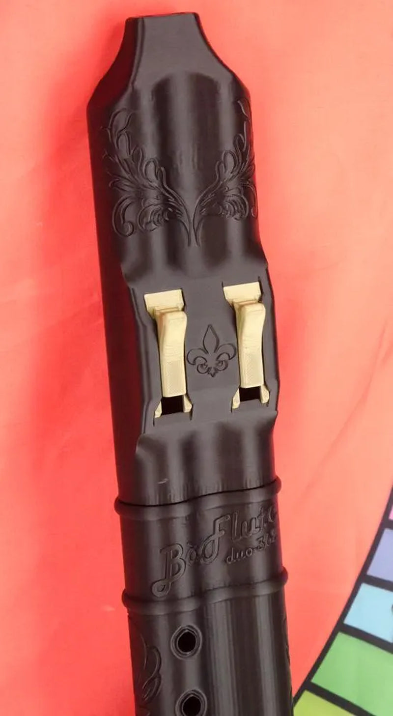 Baflute F# Medium Low Tone Drone Flute, 432Hz Double Chamber Drone Flute, Native American Style Flute, Black