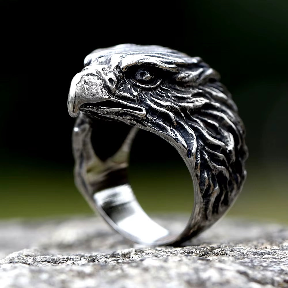 New Arrival Design Stainless Steel Head of Eagle Trend Men'S Animal Ring Fashion High Quality Jewelry Dropshipping