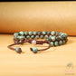 Natural African Turquoise Bracelet - Green Turquoise Stone Braided Bracelet - Green Gemstone Healing Bracelet Gift to Him, Gift to Her