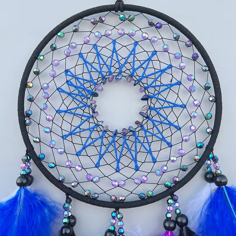 Dream Catcher Hand-Woven Colorful Feathers Wind Chimes Wall Pendant Living Room Bedroom Hanging Ornaments Festival Party Gifts