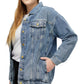 Denim Jacket: Native American Skull War Bonnet - Boho Festival Style