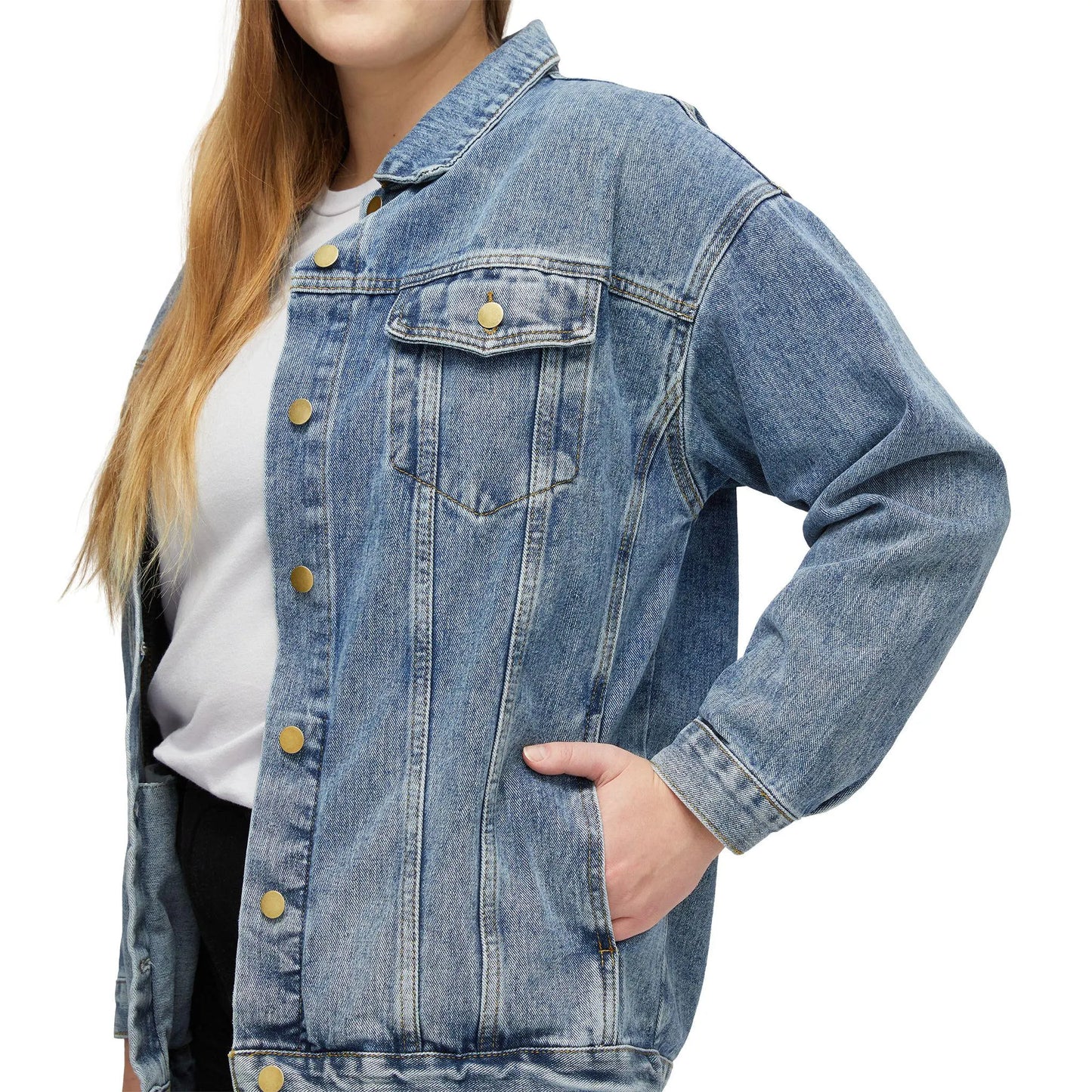 Denim Jacket: Native American Skull War Bonnet - Boho Festival Style