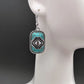 Bohemian Shield Design Geometric S Earrings for Women Tribal Jewelry Antique Silver Color Blue Stone Earring
