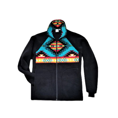 Native American Aztec Fleece Jacket, Men or Women Winter Coat, SOUTHWEST Print, Unisex Sizes, inside Zip Pocket. Choose Your Size XS - XXL