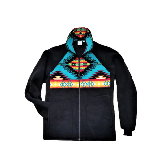 Native American Aztec Fleece Jacket, Men or Women Winter Coat, SOUTHWEST Print, Unisex Sizes, inside Zip Pocket. Choose Your Size XS - XXL