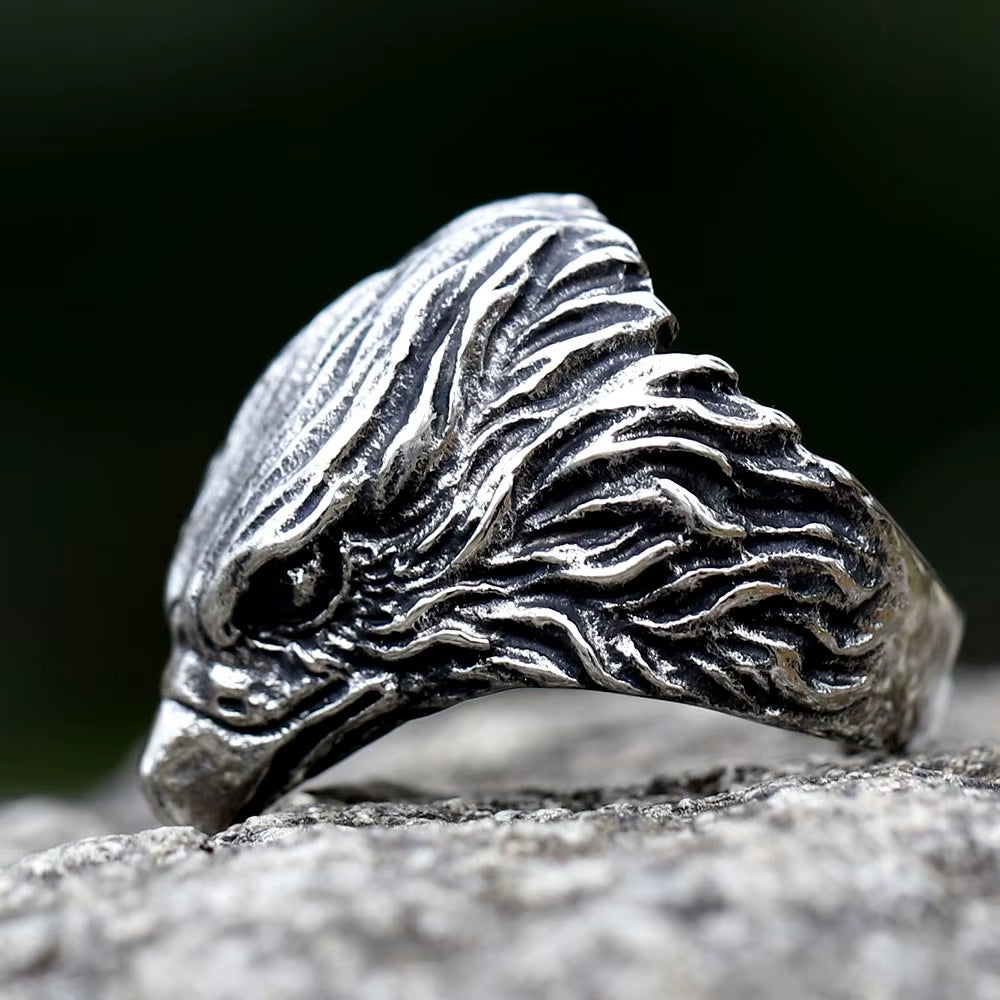 New Arrival Design Stainless Steel Head of Eagle Trend Men'S Animal Ring Fashion High Quality Jewelry Dropshipping