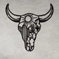 1Pc Decorative Bull Skull Metal Wall Sculpture – Bohemian Long-Horned Water Buffalo Wall Décor, Floral Desert Wall Hanging