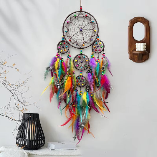Vintage Blue Feathers Dream Catcher Wall Hanging Bedroom Pendants Home Decorations Handmade Wind Chimes for Holiday Gifts