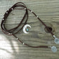 Boho Wrap Necklace Boho Choker Necklace Brown Turquoise Suede Necklace Crescent Moon Necklace