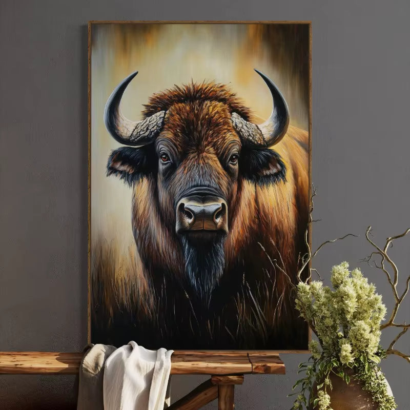 Native American Bison Rustic Buffalo Wildlife Animal Art Poster Canvas Painting Wall Prints Picture for Living Room Home Decor