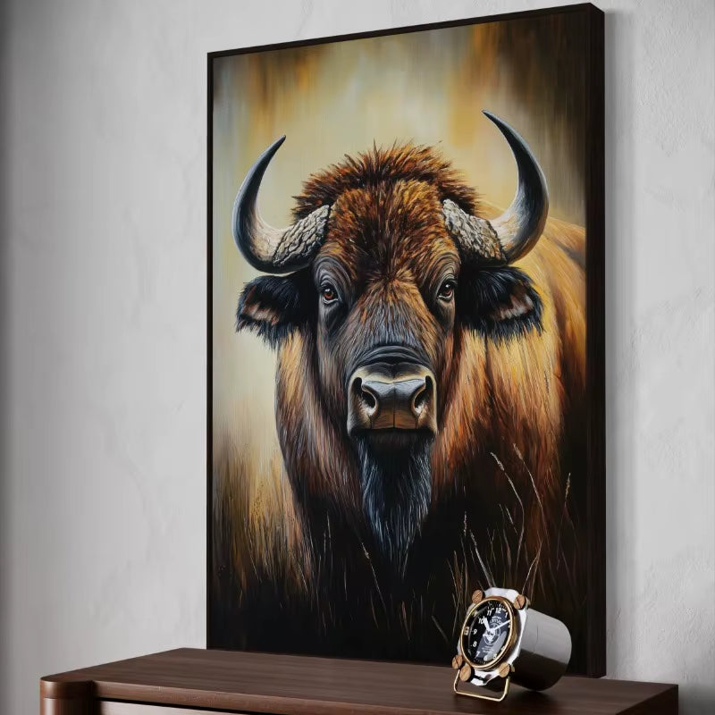 Native American Bison Rustic Buffalo Wildlife Animal Art Poster Canvas Painting Wall Prints Picture for Living Room Home Decor