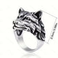 Vintage Wolf Head Men Trend Animal Exaggerated Domineering Hip Hop Personality Open Ring Jewelry