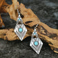 Vintage Bohemian Creative Geometric Rhombus Synthetic Turquoise Handmade Earrings, Alloy Female Wedding Couple Holiday Jewelry