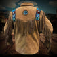 Handmade Beaded Leather Fringe Jacket, Native American Leather Fringe Jacket with Indian Beads, Cowboy Outfit, Western Wear, Old West Outfit