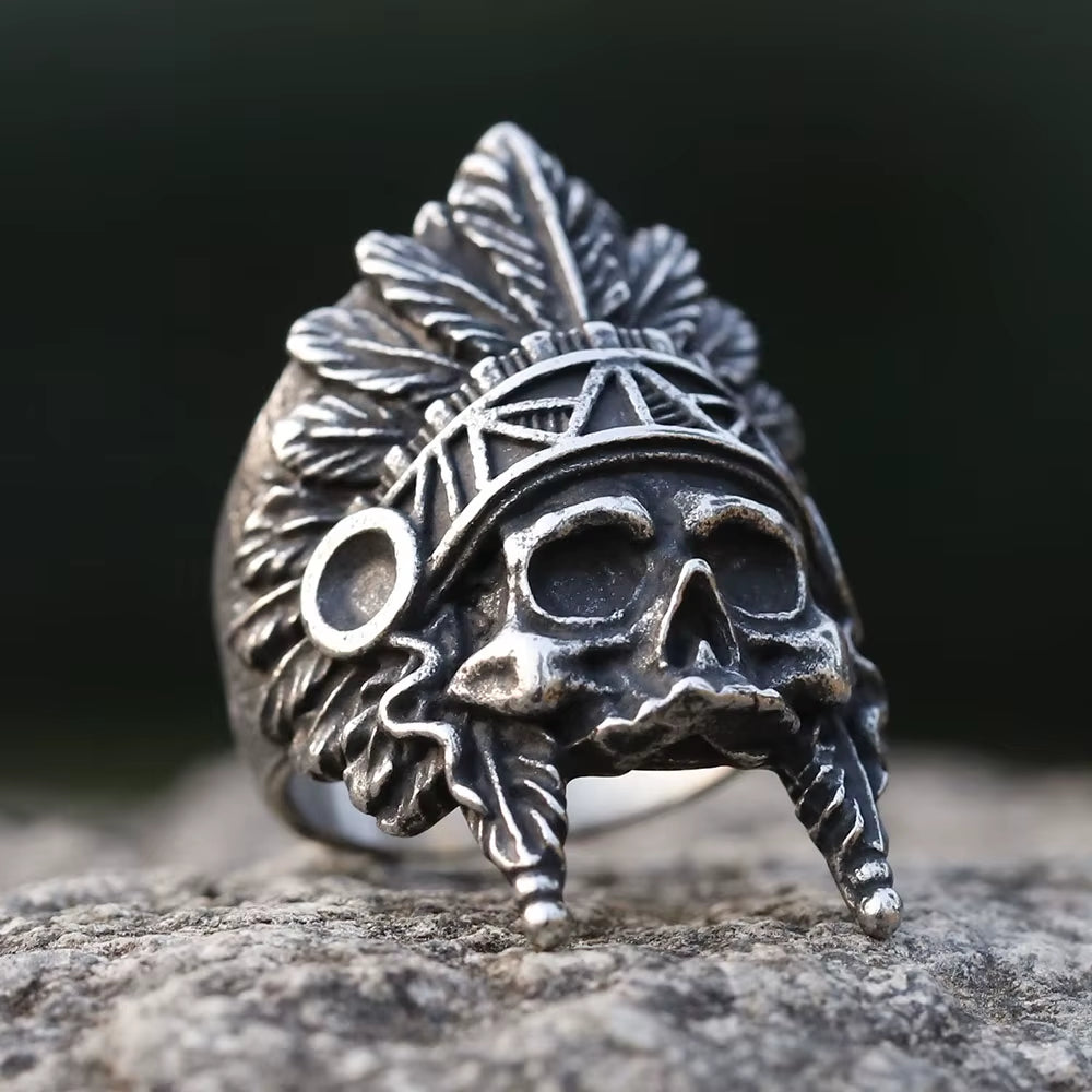 2025 New Vintage Stainless Steel Indiana Skull Ring for Men Biker Punk Hip Hop Gothic Jewelry for Gift Free Shipping
