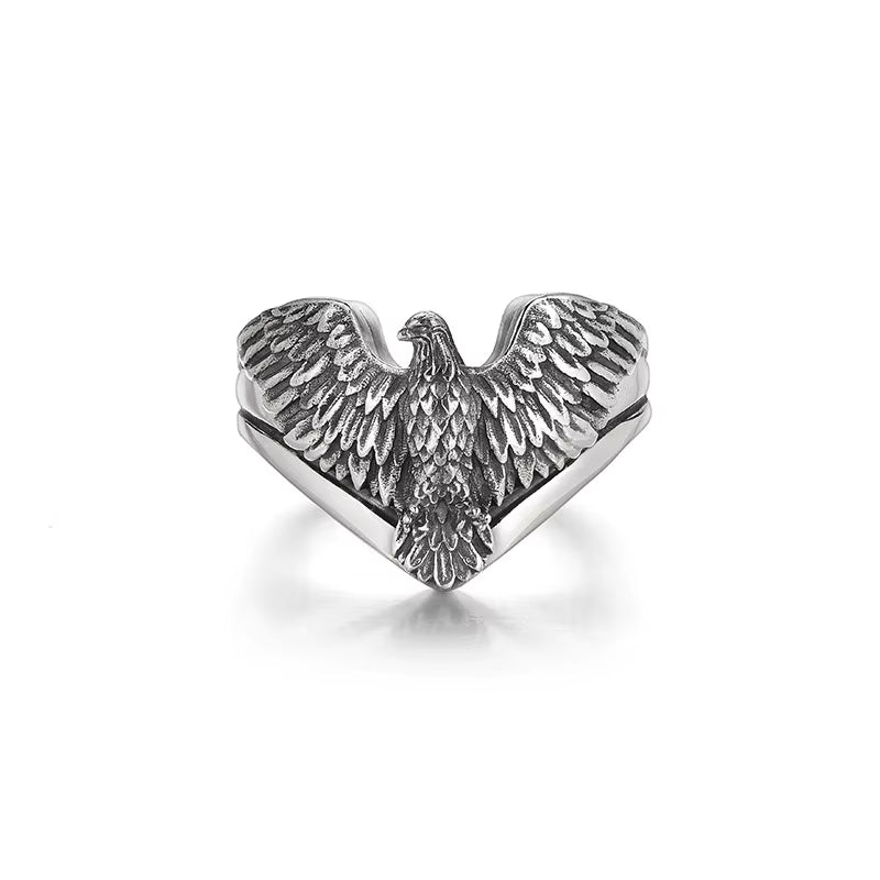 925 Sterling Silver Male Ring Finger Eagle Open Ring for Women Men Fashion Unique Animal Punk Fine Jewelry Circle Gift
