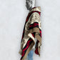 Alpaca Wool Poncho in Beige/Red. Navajo Southwestern Poncho Handcrafted by Indigenous Hands. Soft and Warm with Hood. One Size Unisex Use.