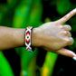 White Beaded Leather Cuff Bracelet: Native Made Jewelry Handcrafted by Indigenous Mayan Artisans