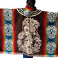 Alpaca Handmade Poncho | Catrina Skull Mexican Day of the Dead | Men or Women | Genuine Alpaca Wool One Size